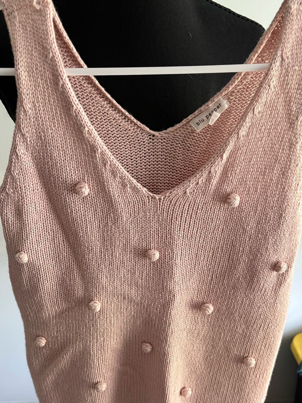 Blu Pepper Dusty Pink Knit Pom-Pom Tank